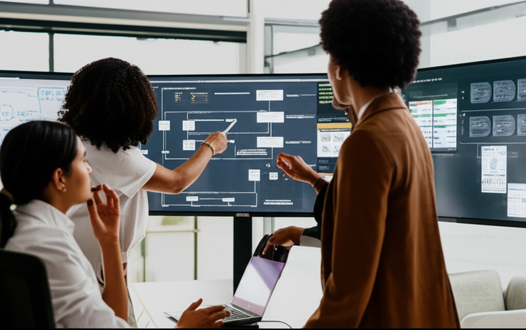 Equipo de desarrollo trabajando en soluciones personalizadas